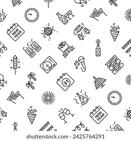 Vector Pattern with Happy New Year, Seamless Background.