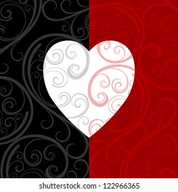 vector pattern heart shape frame in black n red color background with copy space for Valentines Day and other occasions.