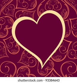 vector pattern heart shape frame in magenta color background with copy space for Valentines Day and other occasions.