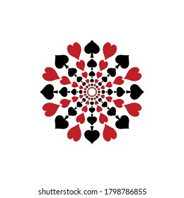 Vector pattern of heart and spade poker gambling card. Casino poker abstract ornaments for gaming prints and gamble banners.