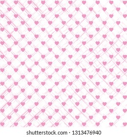 Vector pattern with hearts and dots, romantic wallpaper, grunge background for mother's day or valentine's day, 8th march