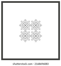Vector pattern of hearts similar to clover, contour color black flat style