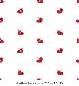 Vector pattern with hearts for valentine's day on white background