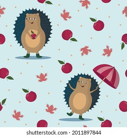 Vector pattern with hedgehog for child