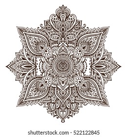 Vector pattern of henna floral elements based on traditional Asian ornaments. Paisley Mehndi Tattoo Doodle illustration.
