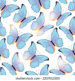 Vector pattern with high detailed tropic butterfly