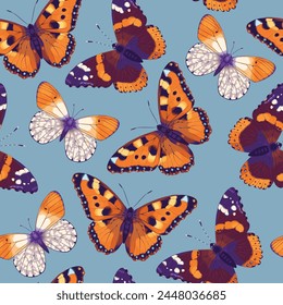 Vector pattern with high detailed vivid butterfly