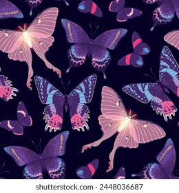 Vector pattern with high detailed vivid butterfly