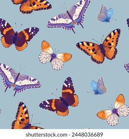 Vector pattern with high detailed vivid butterfly