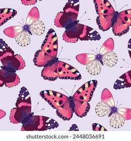 Vector pattern with high detailed vivid butterfly