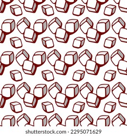 Vector pattern of ice cubes for drinks in cartoon style.