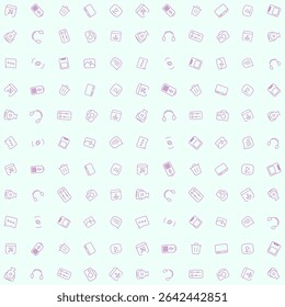 Download de ícone de padrão vetorial, bateria, lixeira, monitor, player de vídeo, gravador de vídeo, fone de ouvido, controle de brilho, câmera, bate-papo, scanner de rosto, SSD e visualizador de fotos. Para temas de design UIUX