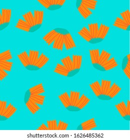 Vector pattern illusration orange flowers on a green background. 