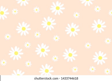 Vector pattern illusration white daisy flowers on a pink background. EPS10.
