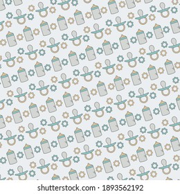 Vector Pattern Illustration. Baby Wallpaper Design. Baby Elements Thin Line Icons
