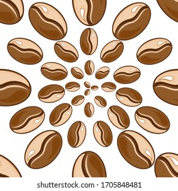 Vector pattern Illustration of coffee beans, form flower, morning mood, coffee pattern and coffee style