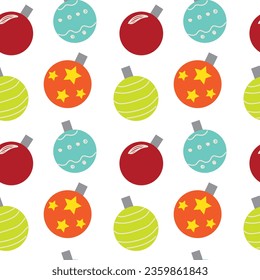 VEKTOR PATTERN ILLUSTRATION COLORFULL TOY BALLS , WINTERURLAUB CHRISTMAS, NEUES JAHR FÜR FABRIK, PAPIERDRUCK ODER ANDERE DESIGN BENUTZUNGEN.