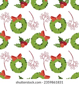 VECTOR PATTERN ILLUSTRATION COLORFULL WREATH , WINTER HOLIDAYS CHRISTMAS,NEW YEAR FOR FABRIC, PAPER PRINT OR OTHER DESIGN USES.