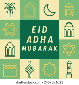 Vector pattern illustration eid adha theme. Simple icon and abstract geometry style. Perfect for greeting card, cover decoration and poster design.