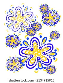 Vector pattern illustration flowers in Ukrainian national colours 