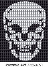 Vector pattern illustration of skulls with texture of smaller skulls .