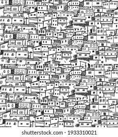 Vector pattern illustration, with stripped strokes, of artistic representation of favela.