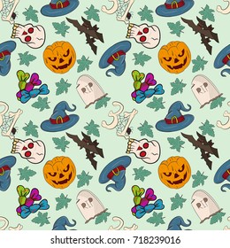 vector pattern illustration of the symbols of Halloween