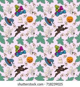 vector pattern illustration of the symbols of Halloween