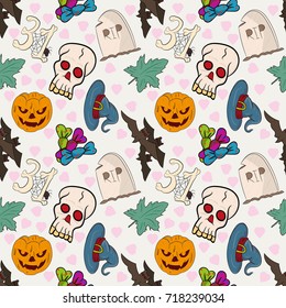 vector pattern illustration of the symbols of Halloween