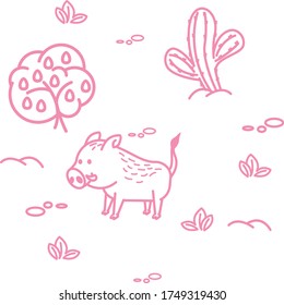vector pattern illustration will boar, easy editing to change color