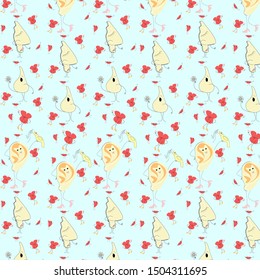 Vector pattern with the image of body parts (ear, nose, lips, tongue), made in a flat, cartoon style. Medical concept.