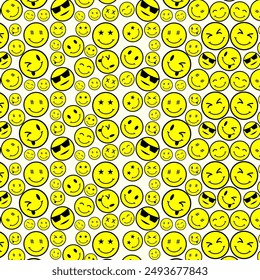 vector pattern image, a collection of emojis with various random pattern expressions filling the background