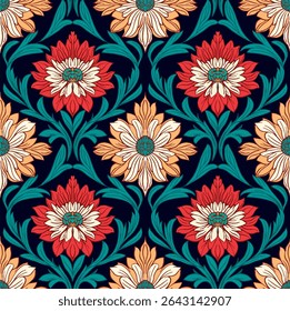 vector pattern with the image in color of similar elements of William Morris