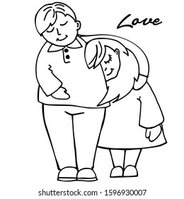 Vector pattern. Image of a couple in love. Man and woman in love with each other. Ideal for paper and gift products. Design greeting cards and wedding invitations, birthday, Valentine's Day, Mother's 