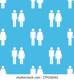 Vector pattern with image of couple, on blue background