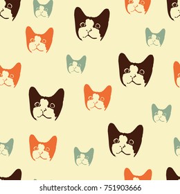 Vector pattern with an image of fancy looking kitten.