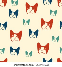 Vector pattern with an image of fancy looking kitten.