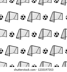 Vector pattern with the image of a football and a gate.