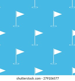 Vector pattern with image of golf flagstick, on blue background