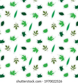 vector pattern with the image of green leaves