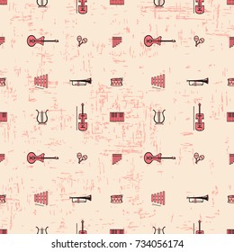 Vector pattern with the image of musical instruments. theme for music lovers and DJ. Can be used in website design, etc.