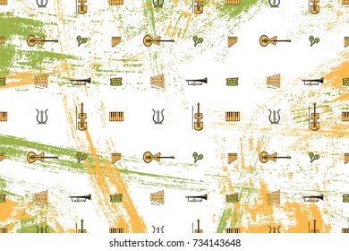 Vector pattern with the image of musical instruments. theme for music lovers and DJ. Can be used in website design, etc.