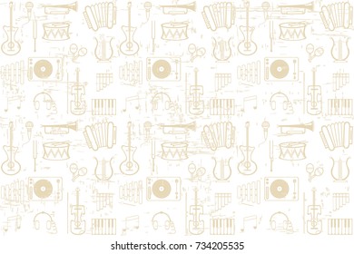 Vector pattern with the image of musical instruments. theme for music lovers and DJ. Can be used in website design, etc.