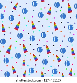 
Vector pattern. The image of toys on a blue background.