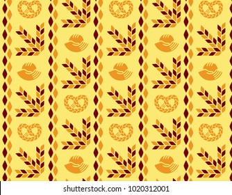 Vector pattern with the image of wheat and bread