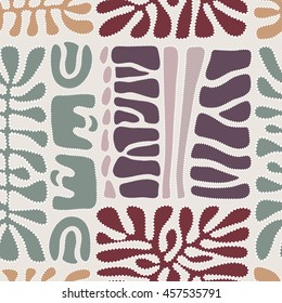 Vector pattern including ethnic Australian motive with multicolored typical elements