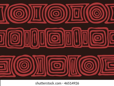 Vector pattern including ethnic Australian motive with multicolored typical elements