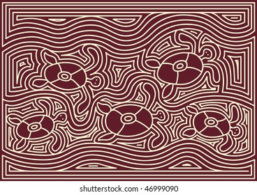 Vector pattern including ethnic Australian motive with multicolored typical elements