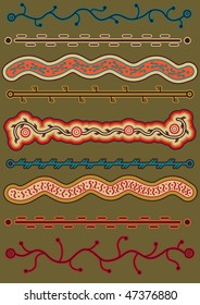 Vector pattern including ethnic Australian motive with multicolored typical elements