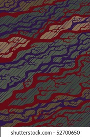 Vector pattern including ethnic Japan motif with multicolored typical elements